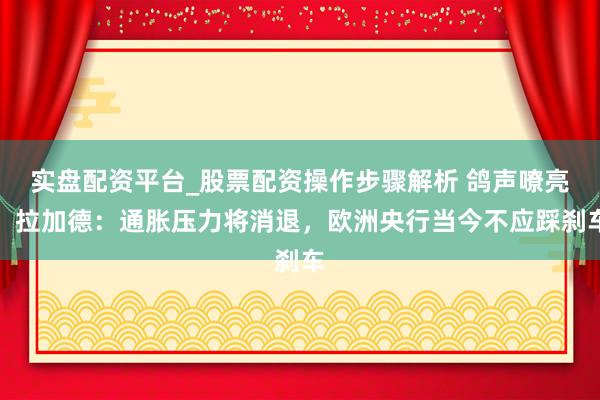 实盘配资平台_股票配资操作步骤解析 鸽声嘹亮！拉加德：通胀压力将消退，欧洲央行当今不应踩刹车